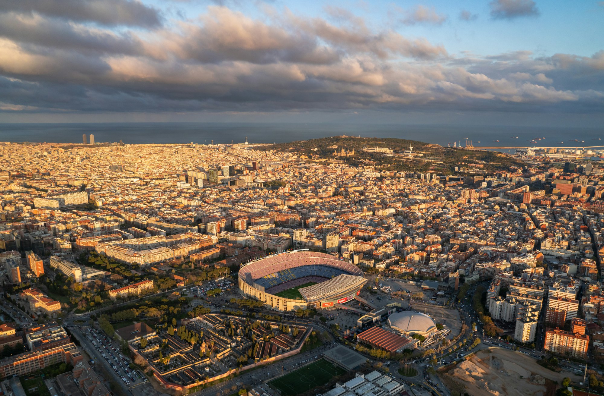 Aerial view of Camp Nou FC Barcelona football Stadium in Barcelona